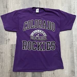 VTG Colorado Rockies T Shirt 90s MLB Big Graphic Purple Denver Baseball Large